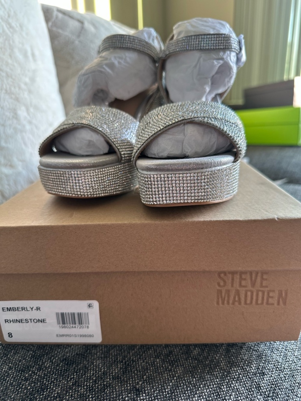 Steve Madden Silver Rhinestone Platform Sandals - Picture 2 of 9